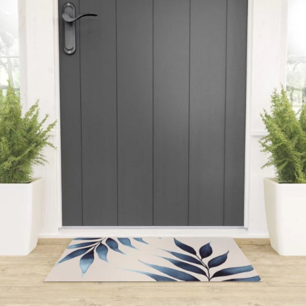 NIP Society6 Soc6 Blue Botanicals No. 6 Welcome Door Mat 30" x 20" Retail $75.00